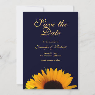 Invitation Tournesol joyeux Sauvez la date Marine Bleu