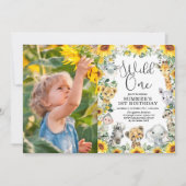 Invitation Tournesol Jungle Animaux sauvages Un Anniversaire  (Devant)