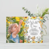 Invitation Tournesol Jungle Animaux sauvages Un Anniversaire  (Debout devant)