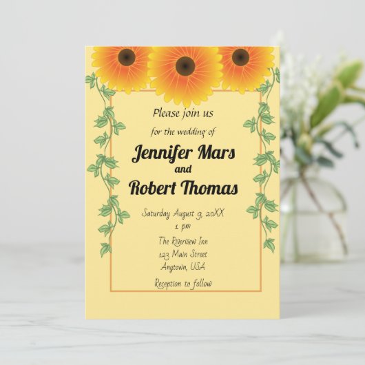 Invitation Tournesol levant joyeux (Debout devant)