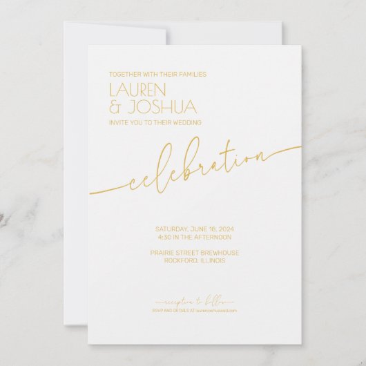 Invitation Tournesol ・ Mariage de script minimaliste moderne (Devant)