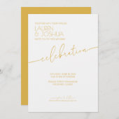 Invitation Tournesol ・ Mariage de script minimaliste moderne (Devant / Derrière)