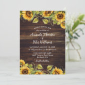 Invitation Tournesol Mariage en bois rustique (Debout devant)
