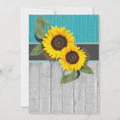 Invitation Tournesol Mariage rustique Turquoise Gris de bois (Dos)