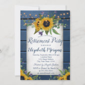 Invitation Tournesol Marine Bleu Bois Retraite (Devant)