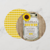 Invitation Tournesol Mason Jar Fête des mariées rustique rond (Devant / Derrière)