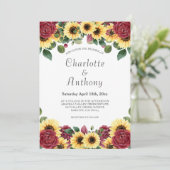 Invitation Tournesol moderne et florale Rose (Debout devant)