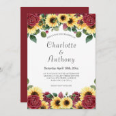 Invitation Tournesol moderne et florale Rose (Devant / Derrière)