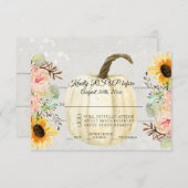 Invitation Tournesol n Fleurs roses rustiques Citrouille en b (Devant / Derrière)