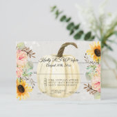Invitation Tournesol n Rose Florale Rustique Citrouille Bois (Debout devant)