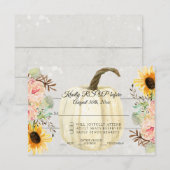 Invitation Tournesol n Rose Florale Rustique Citrouille Bois (Devant / Derrière)