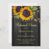 Invitation Tournesol or grange rustique dîner de répétition b (Devant)