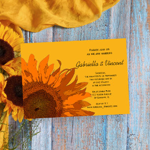 Invitation Tournesol orange sur Mariage jaune
