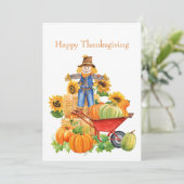 Invitation Tournesol Orange vintage Thankgiving (Debout devant)