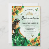 Invitation Tournesol Papillon vert Princesse Quinceañera (Devant)
