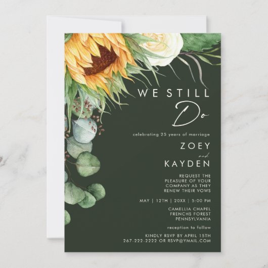 Invitation Tournesol Pays Vert foncé Nous Faisons Encore Du R (Devant)