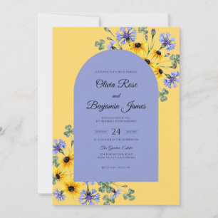 Invitation Tournesol Pervenche Jaune Eucalyptus Gris Weddin