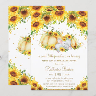 Invitation Tournesol Petit Citrouille Elephant Baby shower fi