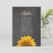 Invitation Tournesol. Plan de table de mariage floral sur tab (Debout devant)