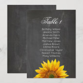 Invitation Tournesol. Plan de table de mariage floral sur tab (Devant / Derrière)