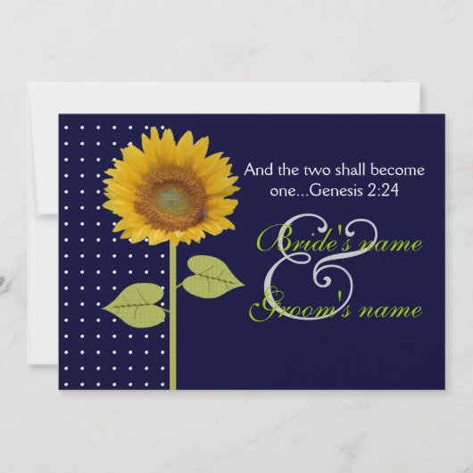Invitation Tournesol pointillé 3 mariage (Devant)