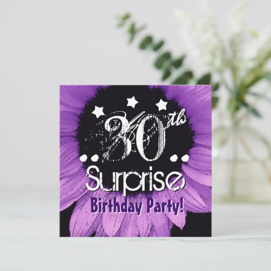 Invitation Tournesol pourpre 30e Modèle d'anniversaire surpre (Debout devant)