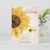 Invitation Tournesol premier anniversaire petit soleil modèle (Debout devant)