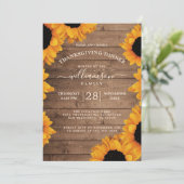 Invitation Tournesol rayonnant Rustique Bois Thanksgiving Dîn (Debout devant)