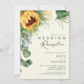 Invitation Tournesol | Réception de mariage jaune clair (Devant)