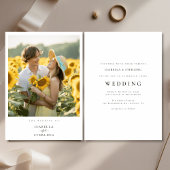 Invitation Tournesol romantique photo minimaliste Mariage