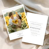 Invitation Tournesol romantique photo minimaliste Mariage