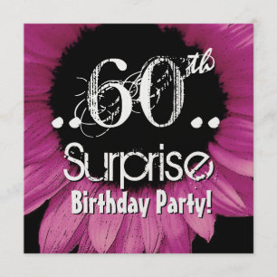 Invitation Tournesol rose 60e anniversaire surprise Metallic