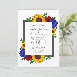 Invitation Tournesol Rose Automne Fleurs Mariage