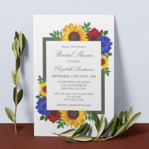 Invitation Tournesol Rose Automne Floral Baignoire de Mariée