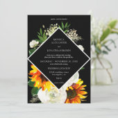 Invitation Tournesol & Rose Blanche Floral Artsy Mariage - No (Debout devant)