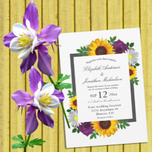 Invitation Tournesol Rose Daisy Floral Automne Mariage