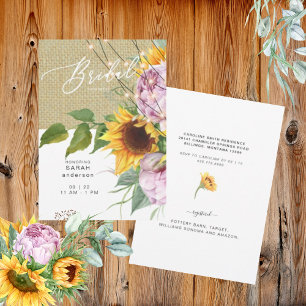 Invitation Tournesol rose Floral Fête des mariées rustique