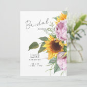 Invitation Tournesol rose gras Fête des mariées élégante (Debout devant)