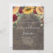 Invitation Tournesol Rose Rouge Bourgogne Mariage Anniversair (Devant)