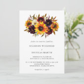 Invitation Tournesol Rose Russe Automne Espagnol Mariage (Debout devant)