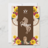 Invitation Tournesol & Roses Rouges Rustique Charro Quinceane (Dos)