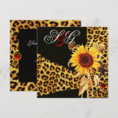 INVITATION TOURNESOL, RUBAN FOURRURE DE LÉOPARD, GEMME RUBIS (Devant / Derrière)