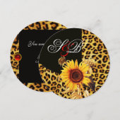 INVITATION TOURNESOL , RUBAN FOURRURE DE LÉOPARD, PIERRE PRÉC (Devant / Derrière)