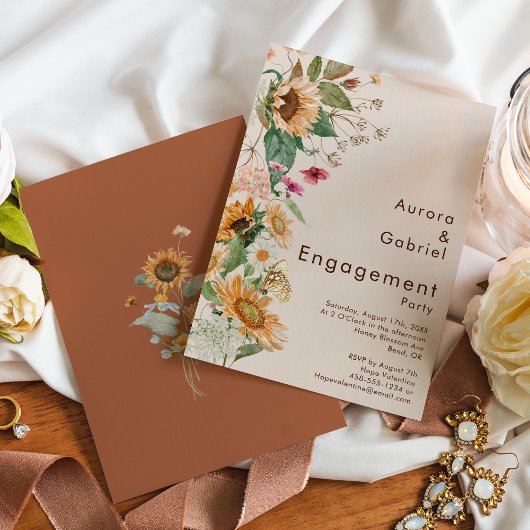 Invitation Tournesol Russe Beige Engagement Party