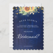 Invitation Tournesol Russe Marine Blue Bridesmaid Proposition (Devant)