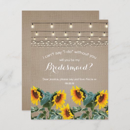 Invitation  | Tournesol rustique (Devant / Derrière)