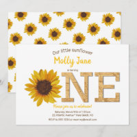 Tournesol rustique 1er anniversaire fille aquarell