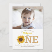 Invitation Tournesol rustique 1er anniversaire fille photo (Devant)