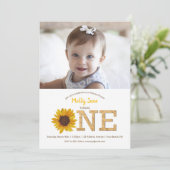 Invitation Tournesol rustique 1er anniversaire fille photo (Debout devant)