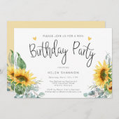 Invitation Tournesol rustique 90e fête d'anniversaire (Devant / Derrière)